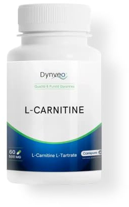 L-Carnitine Tartrate Carnipure® - Énergie & Récupération Sportive - Acide Aminé - Forme brevetée - Hydrosoluble, Stable & Biodisponible - 500mg - 60 Gélules (20 jours à 2 mois) - Vegan - Dynveo