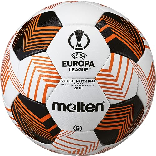 Molten Trainingsball F5U2810-34, offz. Replika UEFA, Design 2023/24 UEL, handgenäht, Weiß/Orange, Größe: 5