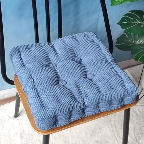 Bettschlange Cojín de asiento para exteriores, juego de 2 cojines de silla de 40x40cm, cojines gruesos para el suelo, cojines de asiento para exteriores para banco y silla de jardín (cuadrado, azul