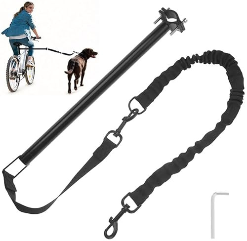 Toddmomy Black Dog Bike Leash, Adjustable Safety Dog Leash for Bike Riding, 90x5cm, Alloy & Oxford Cloth, Fits All Breeds, 50lbs Max, Everyday Use