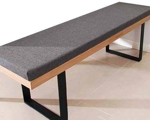 Indoor Bench Cushion Seat Pad 100cm x 40cm 150cm 2/3 seater Furniture Cushion, High Density Memory Foam, Linen Washable, Non-Slip Bench Pad for Shoe Bench Rack, Window, Piano, Dining(Dark gray,100x40x