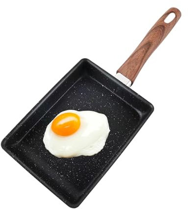 Sartenes rectangulares con revestimiento antiadherente, sartén profunda rectangular - Sartén pequeña de 14 x 6 pulgadas, sartén ergonómica para rollos de huevo, sartén cuadrada pequeña, utensilios de