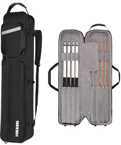 BOOSTEADY Custodia Rigida Premium per Stecche da Biliardo, Custodia per Stecche da Biliardo 4 x 4, Contiene 4 Aste + 4 Tiranti, Fodera Velluto, Porta Accessori, Spallacci Regolabili