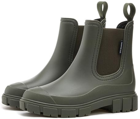 AONEGOLD Stivali Pioggia Donna Impermeabile Antiscivolo Leggere Comode Stivali Gomma Moda Pioggia per Esterni Giardinaggio Boots(Verde，39 EU)