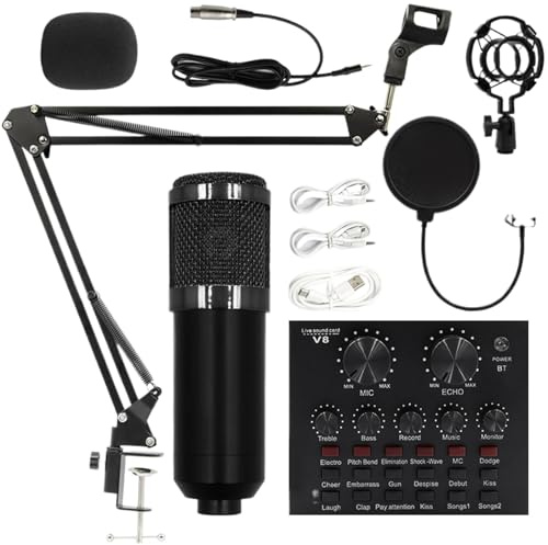 Inspelning av mikrofonset, professionell streamingkit, live streaming utrustning, streaming mikrofonset, inspelningsstudiotillbehör, live streaming utrustning, professionell inspelningssats, streaming
