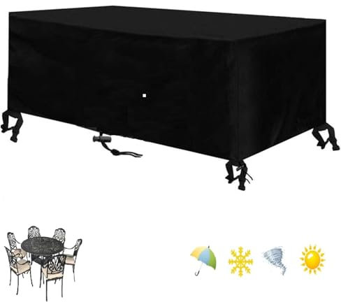 Generisch Abdeckung für Gartenmöbel, wasserdicht und Winddicht, Terrassentisch-Abdeckung für 90 x 70 x 75 cm Balkonmöbel-Set, wetterfest, schwarzer Rattan-Möbelschutz