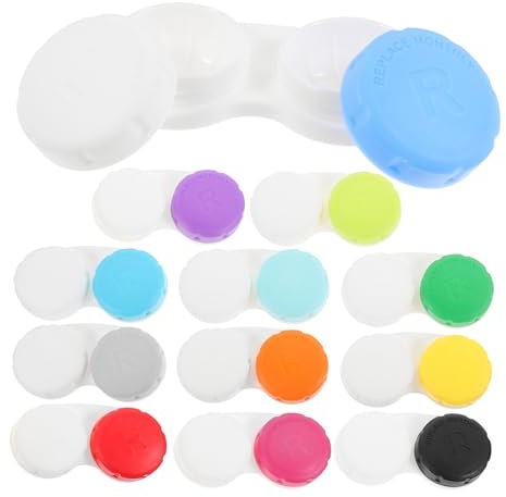 BEBEMOKO 12stücke Teiliges Tragbares Kontaktlinsen-etui Klein Kompakt Auslaufsicher Dekorativer Organizer Für Reise Und Alltag Leichter Kunststoffbehälter Mit Einfachem Öffnungsmechanismus