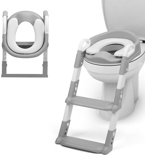 Crystals Portable Toddler Potty Training Seat with Step Ladder – Comfortable Child Toilet Seat for Boys & Girls, Foldable Anti-Slip Baby Urinal Chair for Kids Potty Training, Easy Step-Up for Home Use