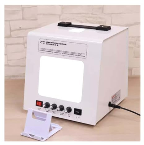 Lbxlhr Mini Estudio fotográfico portátil, Caja de luz para fotografía, con Plato Giratorio eléctrico de 360°, Temperatura de Color Ajustable de 3000 a 5500 K, para fotografía y vídeo de Joyas(TB200)