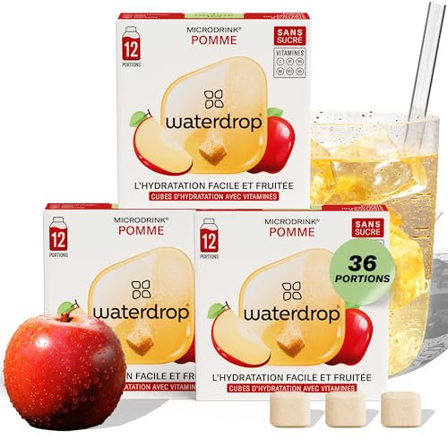 waterdrop® Microdrink Apfel - 36 Waterdrop Drops Würfel mit fruchtigem Apfel Geschmack - zuckerfreier Durstlöscher & Alternative zu Getränke-Sirup und Geschmackspulver - Flavour Drops mit Vitaminen
