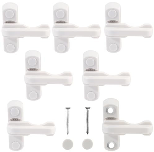 6 Stück Fenstersicherung - Fensterriegel mit Schwenkriegel und Befestigungsschrauben für Verstärkten Einbruchschutz, Fenstersicherungen aus ABS für UPVC PVC Fenster und Türen