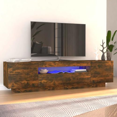 Woonisher Meuble TV avec lumières LED Chêne fumé 160x35x40 cm Ensemble Meuble TV et Table Basse