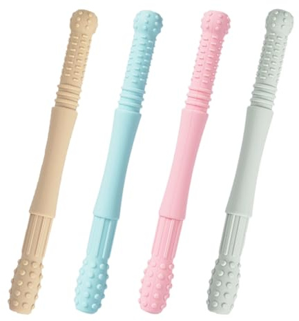 WUSJCOF 4 anillos de dentición para bebés Anillos de dentición de silicona, anillos de dentición para bebés, juguetes de dentición sin BPA.