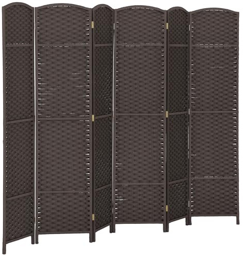 HOMCOM Paravent 6-teilig 240 x 170 cm Raumteiler Faltbar Trennwand aus Kiefernholz, Sichtschutz Raumtrenner Stellwand für Schlafzimmer Wohnzimmer Braun