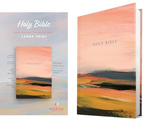 NLT Large Print Slimline Reference Bible (Hardcover, Pink Landscape, Red Letter)
