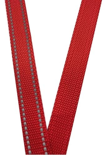 WEOKDFHA sadelgjord 50 meter 15 mm 5/8 tum polyesterband med reflekterande remsa ryggsäcksrem gör-det-själv hantverk husdjurskrage koppel tillbehör (röd 15 mm)