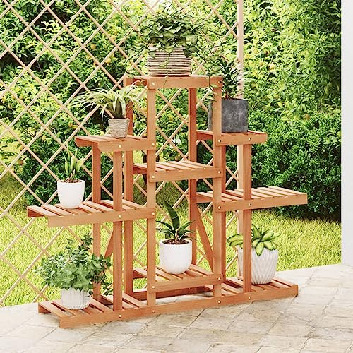 Frdhee Banco de flores para salón, soporte para plantas, 110 x 25 x 96 cm, madera maciza de abeto, mesa para balcón, salón, maceta
