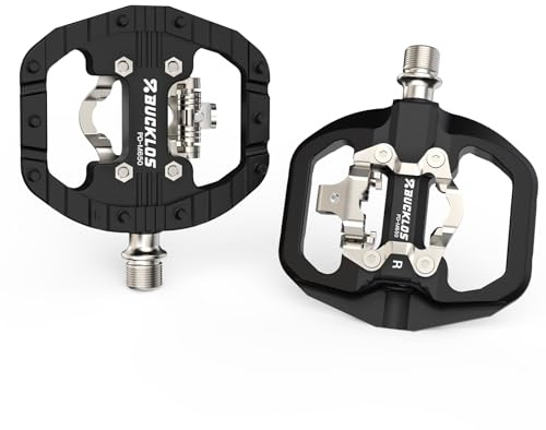 AEYINO Dual Sided Clipless & Flat Bike Pedals - Compatible MTB & Road