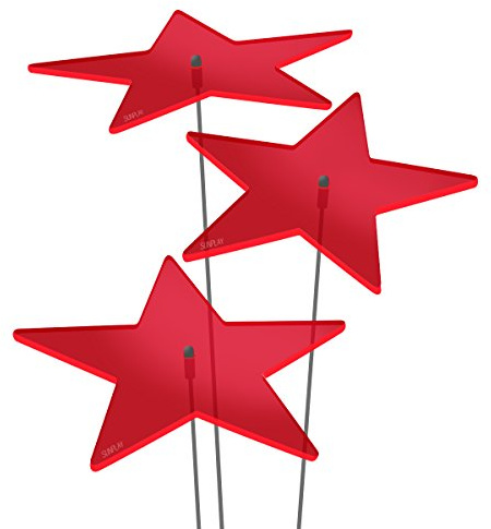 SUNPLAY Sonnenfänger Sterne Lisa in ROT, 3 Stück je 10 cm Durchmesser im Set + 35 cm Schwingstäbe