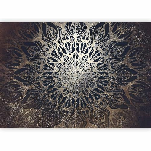 murando - Papier peint panoramique artistique 350x256 cm - Revêtement mural décoration pour chambre salon cuisine - Design unique et moderne - Gris - Mandala marron orienter fond zen f-A-0659-a-b