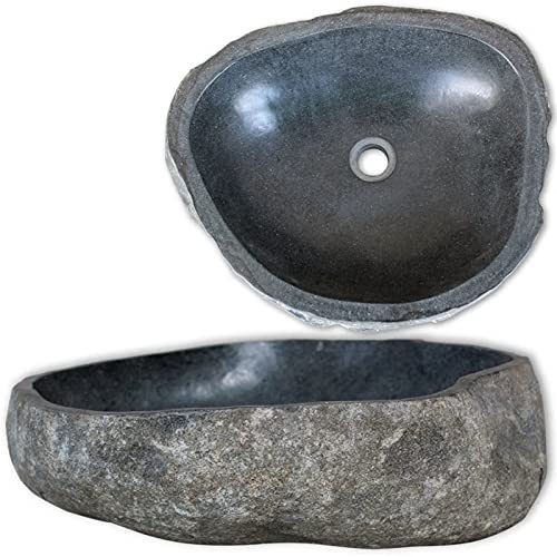 Leepesx Lavandino Lavandino da Bagno Lavabo Lavandino Bagno da Appoggio Lavandino da Bagno Lavandino Ovale in Pietra di Fiume 38-45 cm