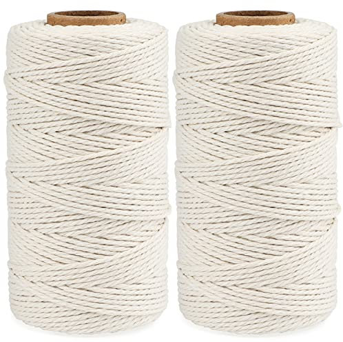 G2PLUS Beige Bäcker Bindfäden, 2x100M Baumwolle Schnur, 2MM Bastelschnur Dekokordel Schnur Perfekt für DIY Kunstgewerbe Gartenarbeit