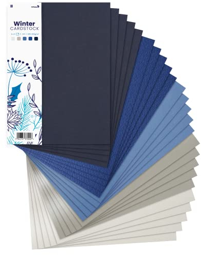 Netuno 25x Kreativ-Karton Winter DIN A4 210 × 297 mm 5- farbig sortiert Fotokarton Mix buntes Blätter-Set Kartenset Tonzeichen-Karton Bastelkarton farbig Blankokarten DIY Kartenset Kartenkartons A4