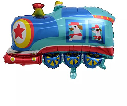Globo de plástico con diseño de vehículo, locomotora de tren, aprox. 72,5 x 61,5 cm, para fiestas, cumpleaños, decoración, multicolor, cumpleaños infantiles, globos de helio XXL