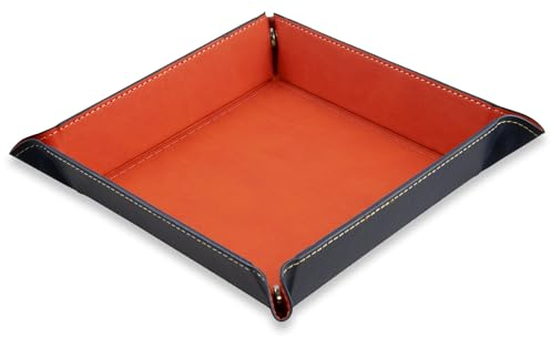 shibby Faltbare Würfelschale Würfelunterlage aus Kunstleder in Orange - 22 x 22cm