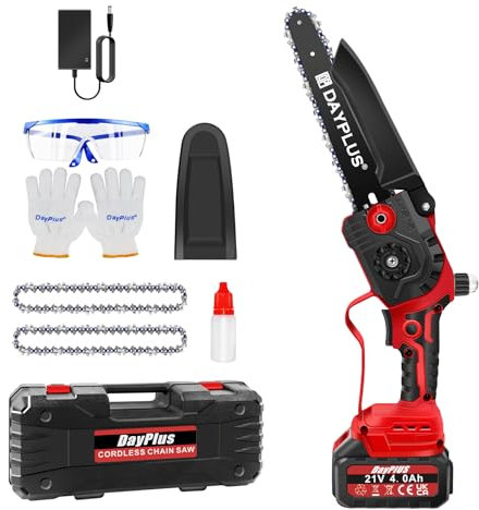 Mini motosega da 8 pollici, motosega elettrica senza fili con batteria 4.0 Ah, motosega portatile a una mano per tagliare il legno, tagliare i rami, cortile e giardino