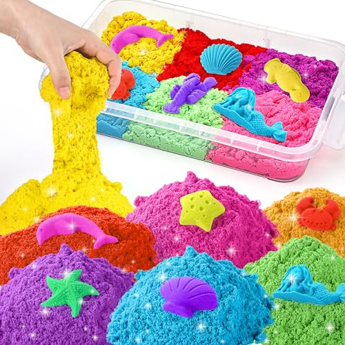 sikmcle Sable de Jeu Sensoriel pour Enfants - 8 lb, 7 Couleurs, Bac à Sable pour Tout-Petits - Kit Magique en Vrac pour Garçons et Filles de 3 à 8 Ans