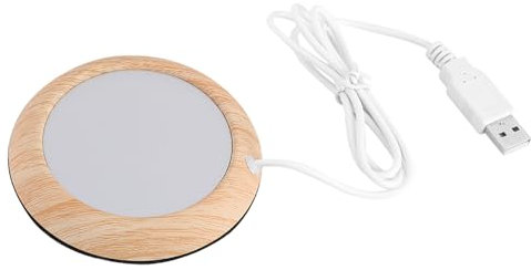 USB Wood Insulation Grain Cup Warmer, Cup Warmers Cup Heat Beverage Mug Mat Warmer Office Tea Milk Coffee Felt Heater Pad Coaster (light walnut grain)