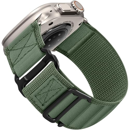 Bandsie Kompatibel mit Apple Watch Ultra 3 Armband 49mm 46mm 45mm 44mm Damen Herren - Alpine Loop Nylon Atmungsaktiv Sport Armband für iWatch Series 11 10 9 8 7 6 5 4 Ultra 2 SE 3, Armeegrün