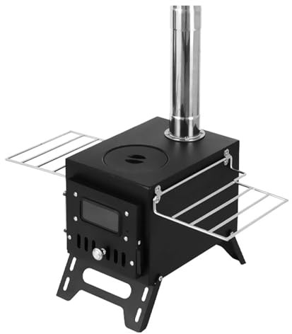 Stufa Per Sauna Stufa a legna da campeggio all'aperto, stufa pieghevole in acciaio inossidabile, bruciatore a con finestra for Tende, strumento for cucinare per Sauna