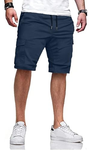 Elegancity Mens Combat Cargo Work Shorts Casual Summer Cotton Jogging Short Regular Fit with Pockets (Lake Blue, X-Large)