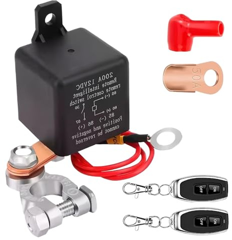 Batteribrytare 12 V med fjärrkontroll, radiobrytare 12 V 200 A, trådlös fjärrstyrd bilbrytare, batteribrytare bil, kill switch för bil, husbil, båt, yacht, husvagn