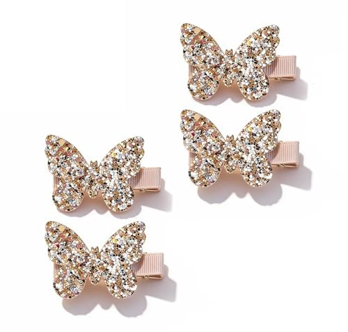 Baby Hair Clips Toddler Hair Clips Hair Bows Glitter, Gold, 4Pcs | Polished Alloy Metal, Gentle Hair Clip Holds Hair Bunches Securely All Day, Suitable for Toddler Hair Styling, Daily