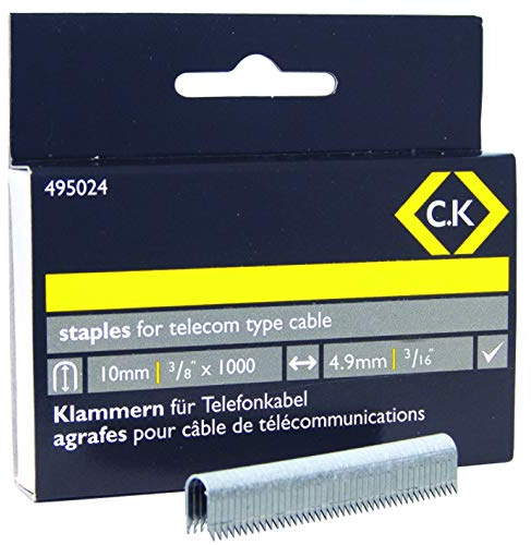 C.K 495024 Telecom Cable Staples 4.9x10 mm-Box of 1000, Silver
