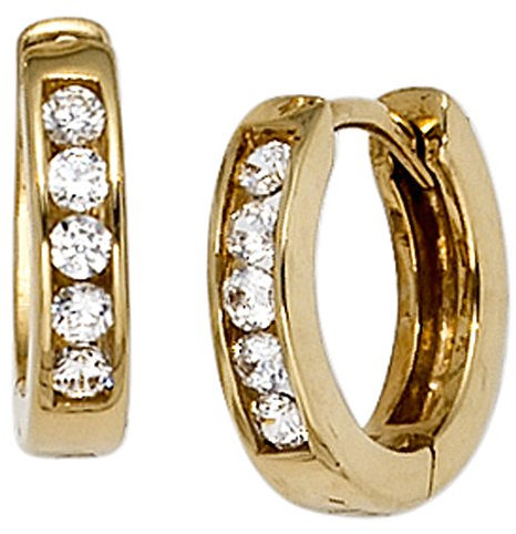 Jobo Damen-Creolen aus 8 Karat 333 Gold mit 10 Zirkonia Durchmesser 12 mm