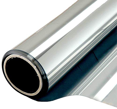 WPCTEV Fensterfolie, Einweg-Spiegelfolie mit Tagessichtschutz, statisch haftend, dekorativ, Hitzeschutz, Anti-UV, für Zuhause und Büro, Silber, 6 mm, 44,5 x 198 cm