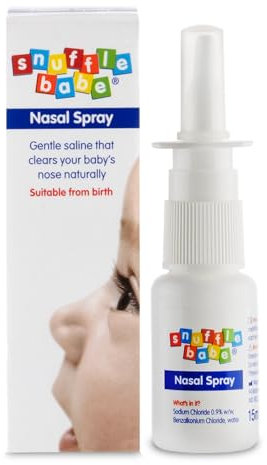 Snufflebabe Nasal Spray Saline Solution - Instant Congestion & Hayfever Relief - Suitable from Birth (15ml)
