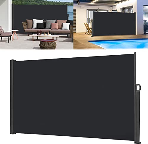 LZQ Tenda da Sole Laterale allungabile per Balcone, Protezione Solare, Impermeabile, Antivento, Tenda a Rullo Laterale in Poliestere, per Giardino, terrazza, parchi Giochi (160 x 300 cm, Antracite)