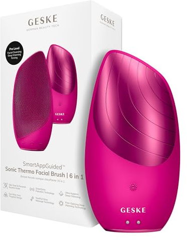 GESKE | Dispositivo SmartAppGuided™ Sonic Thermo Facial Brush | 6 in 1 | Pulizia della pelle | Spazzola per la pulizia con funzione riscaldante | Massaggiatore facciale | Spazzola viso elettrica