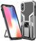 SharkProten Hülle für iPhone X/XS Stoßfeste Flexibel Handy Tasche Bumper Schutzhülle Ringhalter Ständer Robuste Case Cover mit Magnetverschluss, Silber