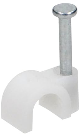 MIRATIC 100 Stycken Kabelklammer Nagelklämmor Kabelklämmor Nagelklämmor med Nagel för Kabelstorlekar: 4 mm, 6 mm, 7 mm, 8 mm, 10 mm, 12 mm Vit (Ø 6 mm)