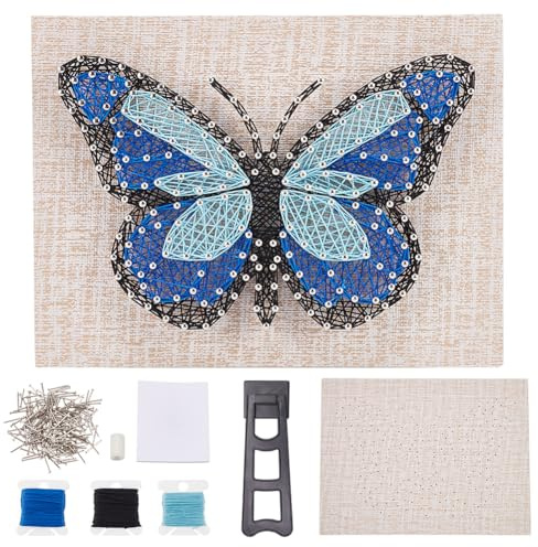 WEBEEDY Kit de Arte de Cuerda para Manualidades, Kit de Manualidades de Mariposa Azul, Kits de Manualidades Creativas para Niñas, Decoraciones de Mesa de Pared para el Hogar para Adultos