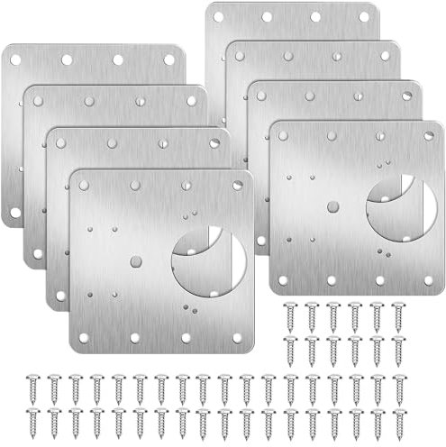 8PCS Hinge Repair Plate, Cabinet Hinge Repair Plate with Holes, Stainless Steel Brackets with Customized Screws for Kitchen Cupboard Door Wardrobe Wood Furniture