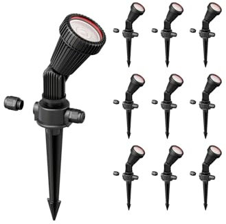 ledscom.de 10 focos de jardín con pincho de suelo PIRK para exteriores, negro, incl. LED GU10 (blanco cálido, 7,6W, 1103lm c/u, 33°)