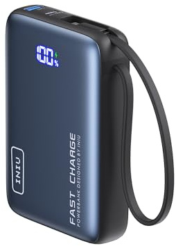 INIU Tragbares Ladegerät, 20000mAh 20W Powerbank mit eingebautem USB-C-Kabel, tragbares Handy-Ladegerät für iPhone 15/14/13/12/11, Samsung S22/S21, Google, AirPods, iPad usw.