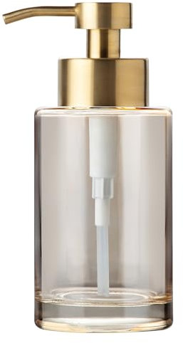 Enra Dickes Glas Seifenspender mit Edelstahlpumpe, 12oz Gold Badezimmer seifenspenderEdelstahl Lotion Pumpe, Hand Flüssigseife Dispenser Moderne Lotion Flasche für Bad Küche